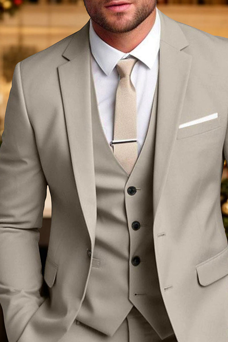 Load image into Gallery viewer, 3 Piece Light Khaki Single Breasted Notched Lapel Men&#39;s Prom Suits