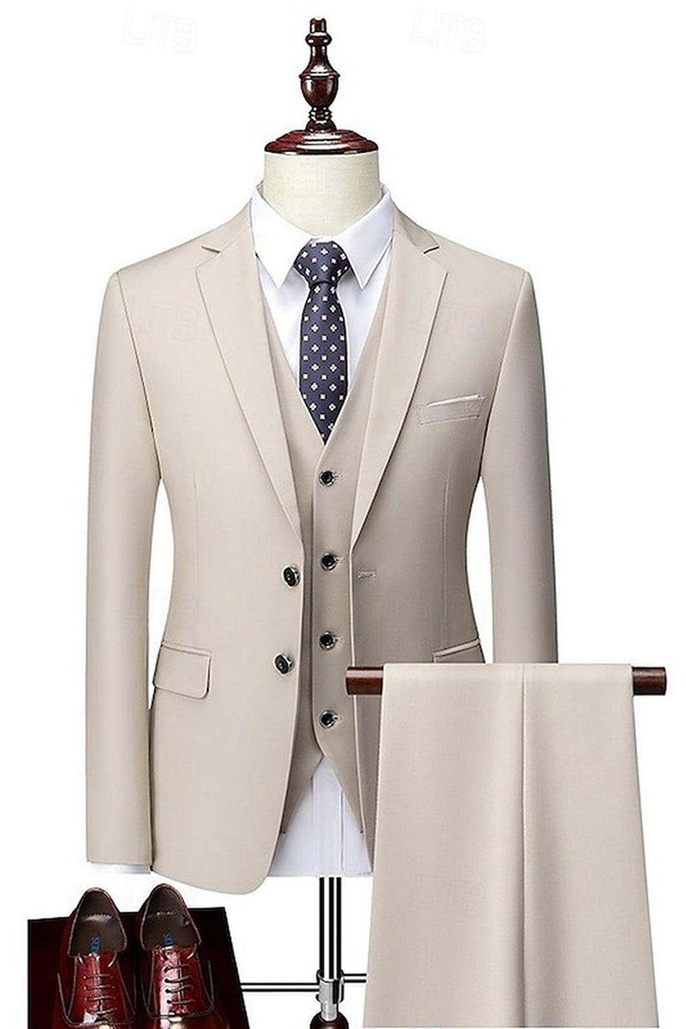 3 Piece Light Khaki Single Breasted Notched Lapel Men's Prom Suits
