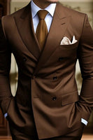 Load image into Gallery viewer, 2 Piece Black Double Breasted Peak Lapel Men&#39;s Prom Suits with Pockets