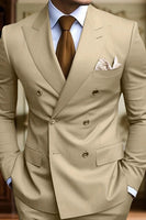 Load image into Gallery viewer, 2 Piece Black Double Breasted Peak Lapel Men&#39;s Prom Suits with Pockets