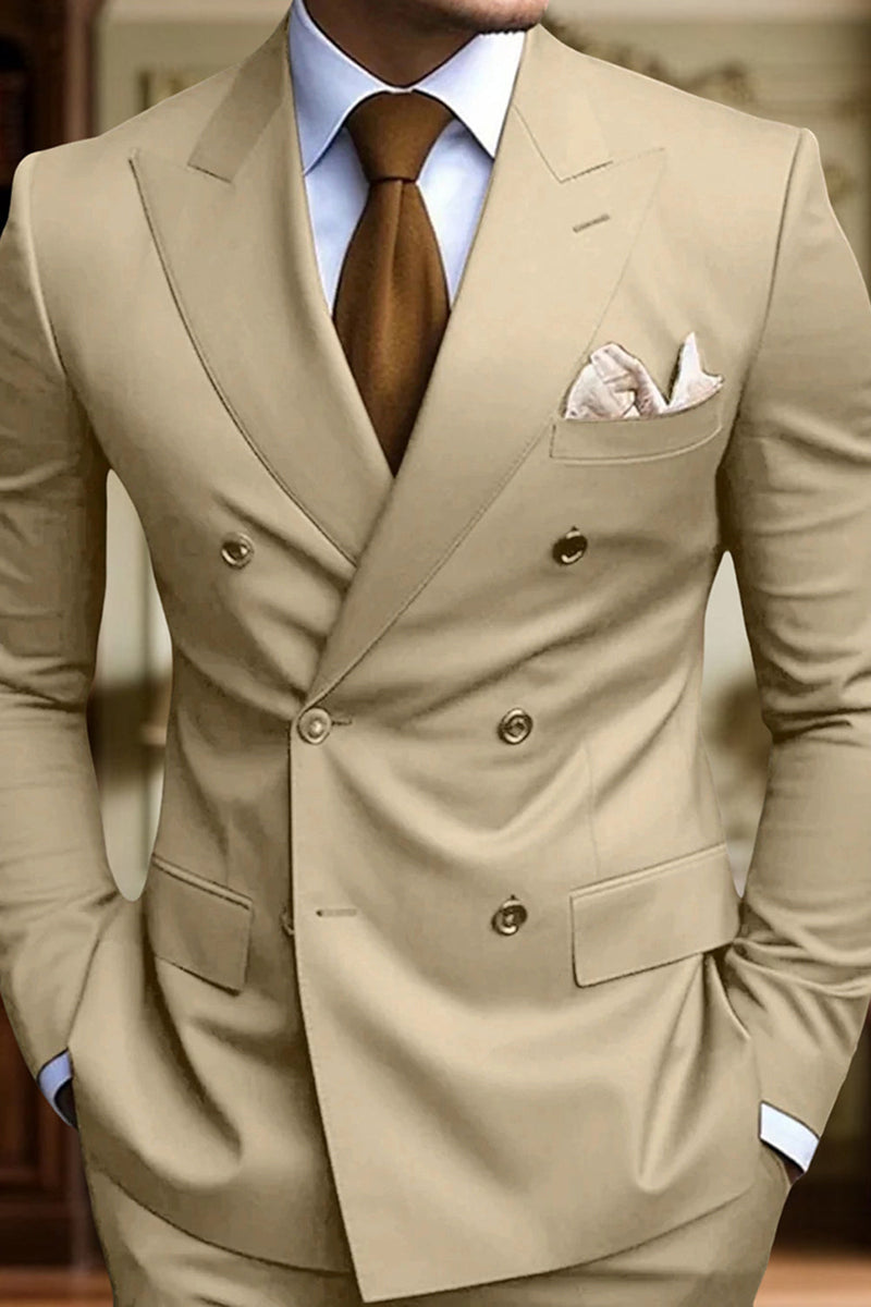 Load image into Gallery viewer, 2 Piece Black Double Breasted Peak Lapel Men&#39;s Prom Suits with Pockets