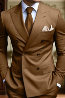 Load image into Gallery viewer, 2 Piece Black Double Breasted Peak Lapel Men&#39;s Prom Suits with Pockets