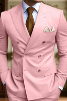 Load image into Gallery viewer, 2 Piece Black Double Breasted Peak Lapel Men&#39;s Prom Suits with Pockets