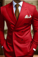 Load image into Gallery viewer, 2 Piece Black Double Breasted Peak Lapel Men&#39;s Prom Suits with Pockets