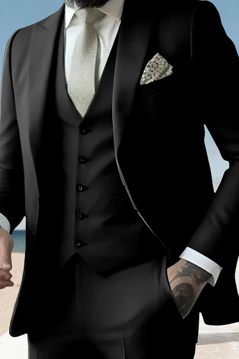 Load image into Gallery viewer, 3 Piece Sage Peak Lapel Single Breasted Men&#39;s Prom Suits with Pockets