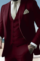 Load image into Gallery viewer, 3 Piece Sage Peak Lapel Single Breasted Men&#39;s Prom Suits with Pockets