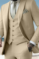 Load image into Gallery viewer, 3 Piece Sage Peak Lapel Single Breasted Men&#39;s Prom Suits with Pockets