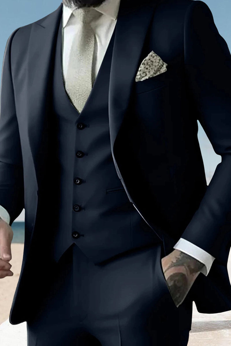 Load image into Gallery viewer, 3 Piece Sage Peak Lapel Single Breasted Men&#39;s Prom Suits with Pockets