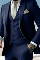 Load image into Gallery viewer, 3 Piece Sage Peak Lapel Single Breasted Men&#39;s Prom Suits with Pockets