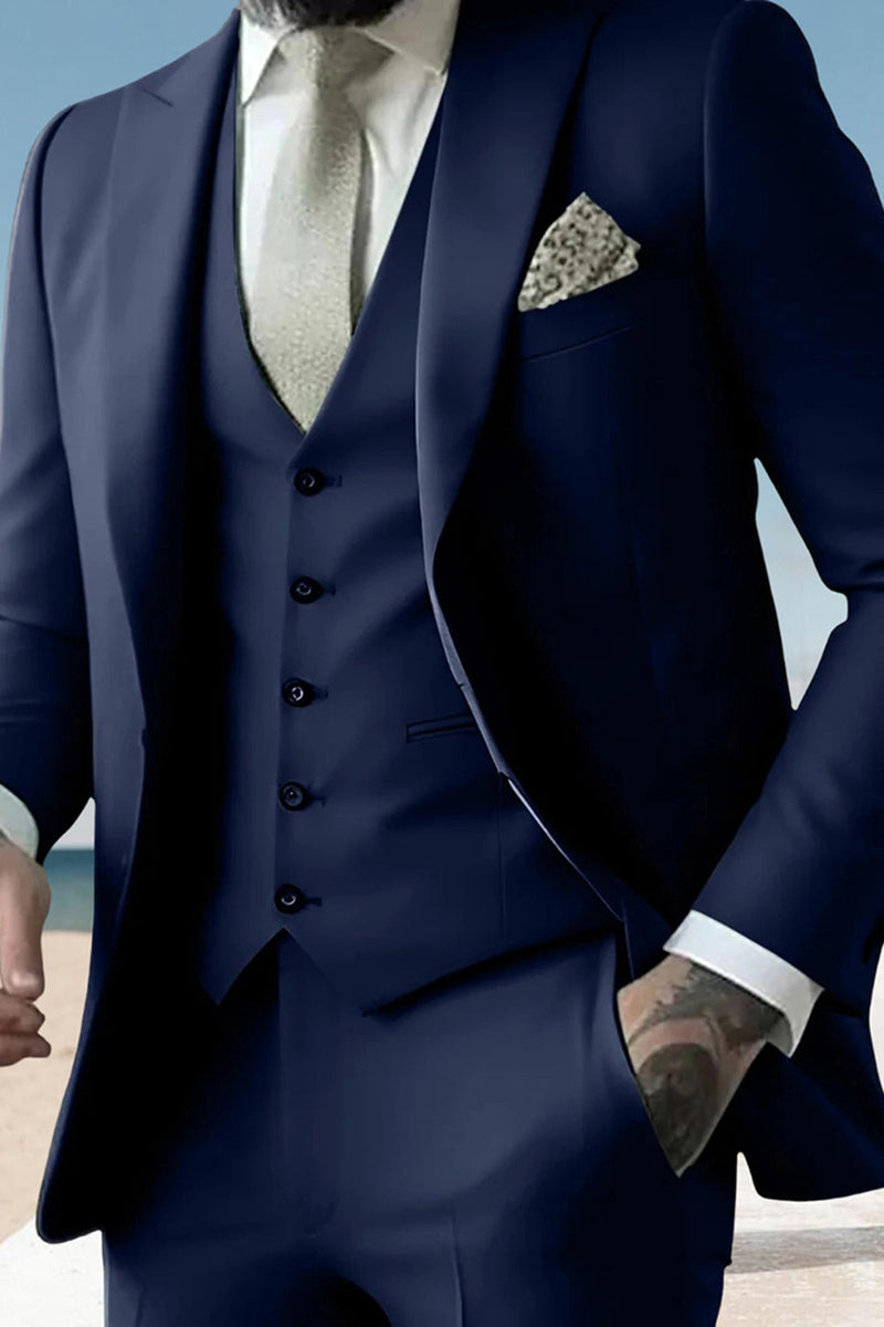 Load image into Gallery viewer, 3 Piece Sage Peak Lapel Single Breasted Men&#39;s Prom Suits with Pockets