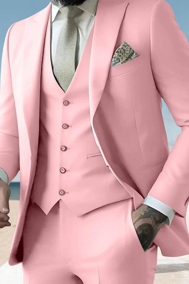 Load image into Gallery viewer, 3 Piece Sage Peak Lapel Single Breasted Men&#39;s Prom Suits with Pockets