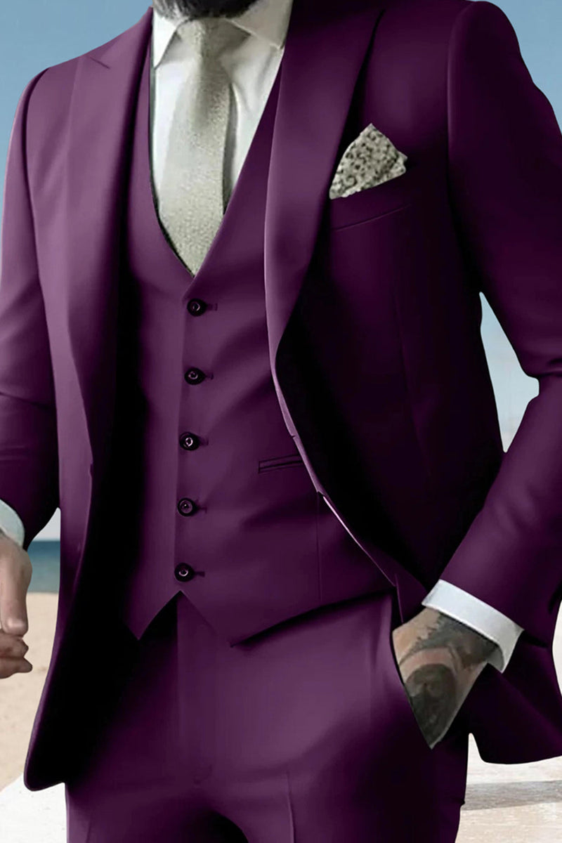 Load image into Gallery viewer, 3 Piece Sage Peak Lapel Single Breasted Men&#39;s Prom Suits with Pockets