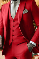 Load image into Gallery viewer, 3 Piece Sage Peak Lapel Single Breasted Men&#39;s Prom Suits with Pockets