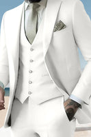 Load image into Gallery viewer, 3 Piece Sage Peak Lapel Single Breasted Men&#39;s Prom Suits with Pockets