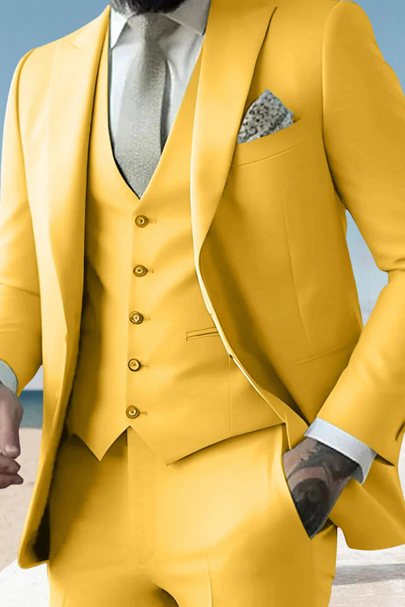 Load image into Gallery viewer, 3 Piece Sage Peak Lapel Single Breasted Men&#39;s Prom Suits with Pockets
