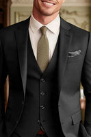 Load image into Gallery viewer, 3 Piece Dark Green Long Sleeves Single Breasted Men&#39;s Prom Suits with Pockets