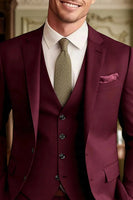 Load image into Gallery viewer, 3 Piece Dark Green Long Sleeves Single Breasted Men&#39;s Prom Suits with Pockets