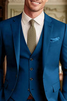 Load image into Gallery viewer, 3 Piece Dark Green Long Sleeves Single Breasted Men&#39;s Prom Suits with Pockets