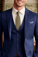 Load image into Gallery viewer, 3 Piece Dark Green Long Sleeves Single Breasted Men&#39;s Prom Suits with Pockets
