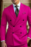 Load image into Gallery viewer, 2 Piece Dark Green Double Breasted Peak Lapel Men&#39;s Prom Suits with Sleeves