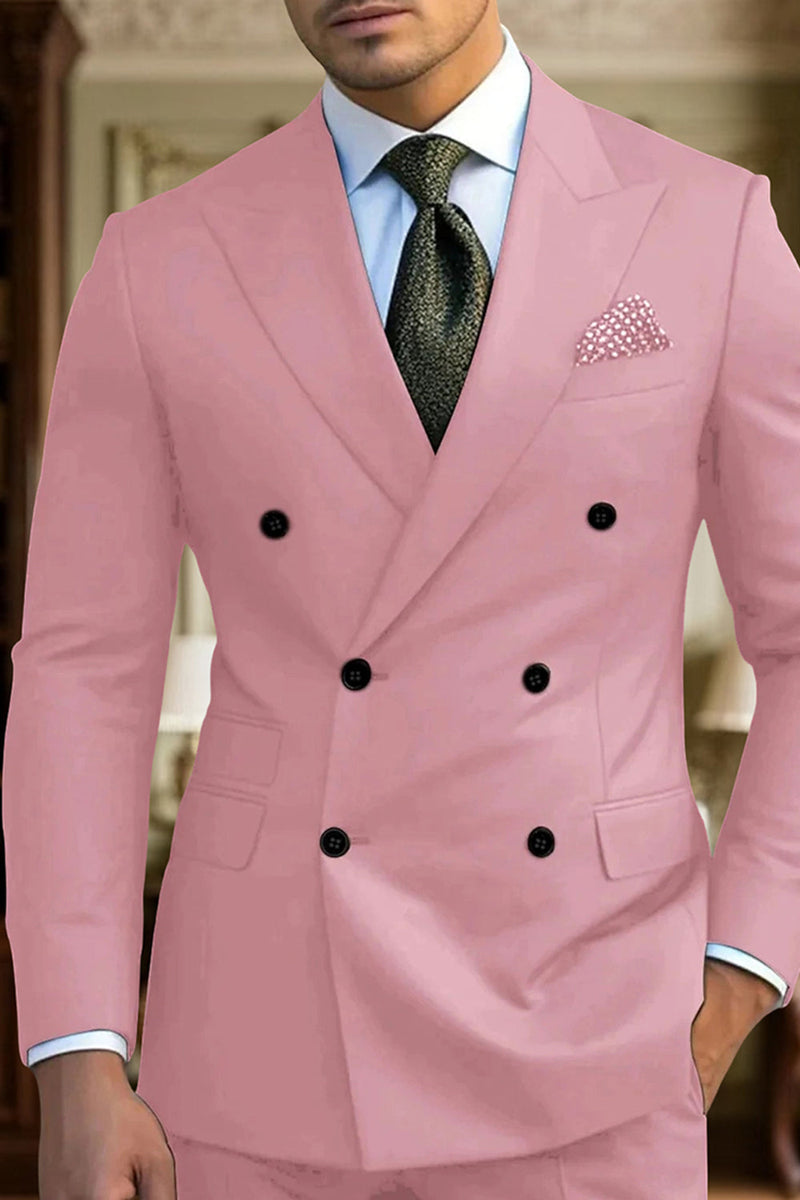 Load image into Gallery viewer, 2 Piece Dark Green Double Breasted Peak Lapel Men&#39;s Prom Suits with Sleeves