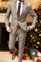 Load image into Gallery viewer, 2 Piece Khaki Single Breasted Men&#39;s Prom Suits with Sleeves