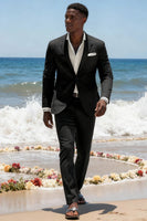 Load image into Gallery viewer, 2 Piece Sky Blue Notched Lapel Single Breasted Men Prom Suits with Sleeves