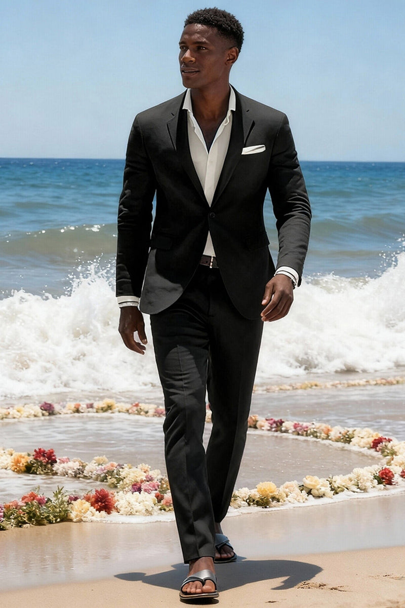 Load image into Gallery viewer, 2 Piece Sky Blue Notched Lapel Single Breasted Men Prom Suits with Sleeves