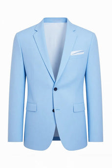 2 Piece Sky Blue Notched Lapel Single Breasted Men Prom Suits with Sleeves