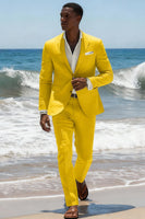 Load image into Gallery viewer, 2 Piece Sky Blue Notched Lapel Single Breasted Men Prom Suits with Sleeves