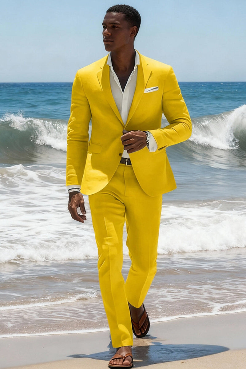 Load image into Gallery viewer, 2 Piece Sky Blue Notched Lapel Single Breasted Men Prom Suits with Sleeves