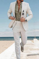 Load image into Gallery viewer, 2 Piece Sky Blue Notched Lapel Single Breasted Men Prom Suits