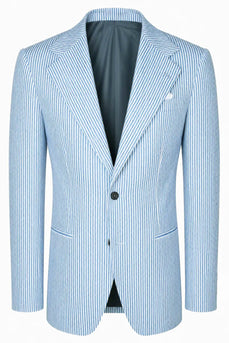 2 Piece Light Blue Striped Notched Lapel Single Breasted Men Prom Suits