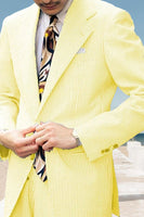 Load image into Gallery viewer, 2 Piece Light Blue Striped Notched Lapel Single Breasted Men Prom Suits