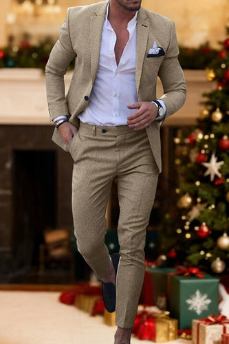 2 Piece Champagne Single Breasted Notched Lapel Men Prom Suits