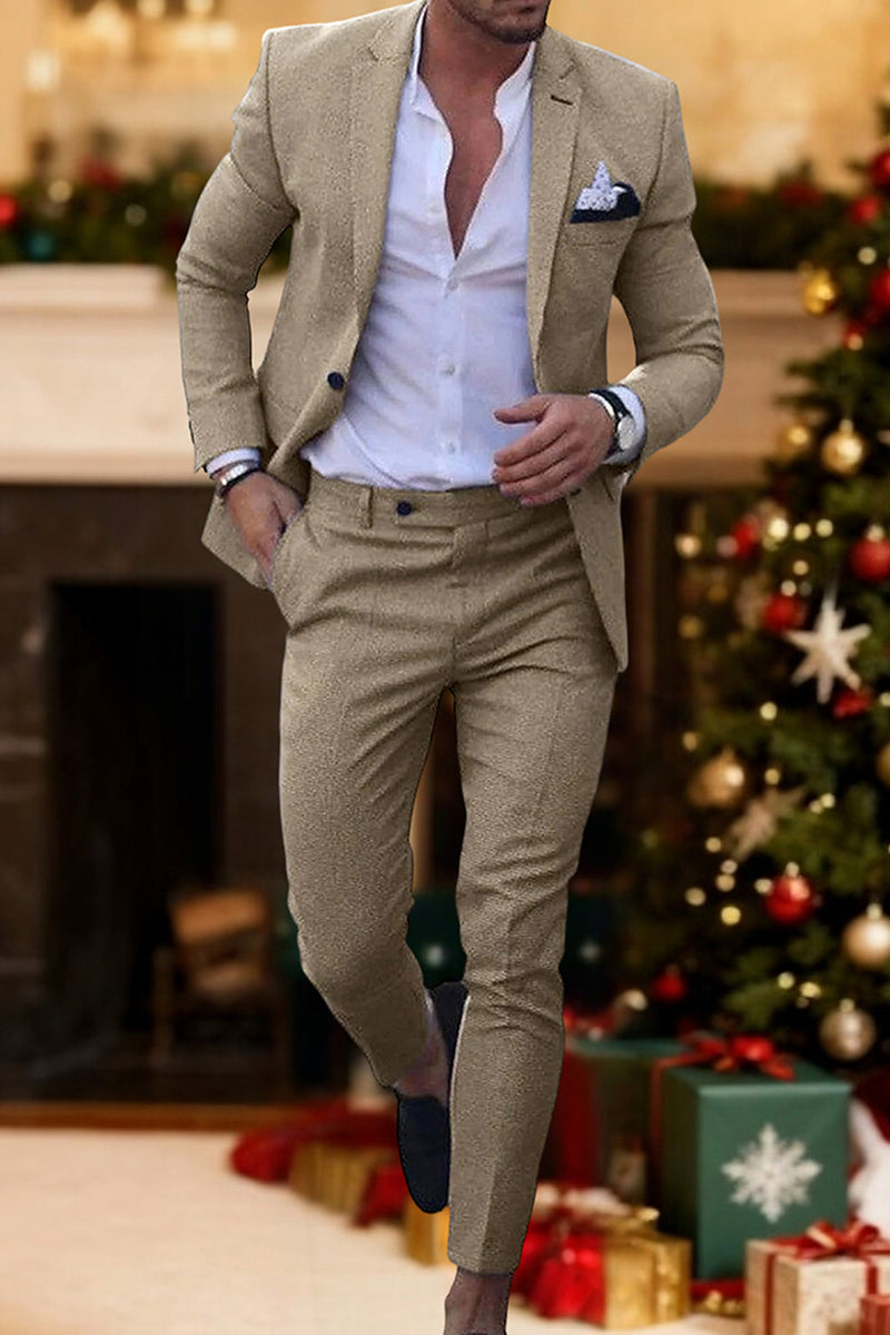 Load image into Gallery viewer, 2 Piece Champagne Single Breasted Notched Lapel Men Prom Suits