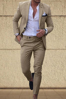 Load image into Gallery viewer, 2 Piece Champagne Single Breasted Notched Lapel Men Prom Suits