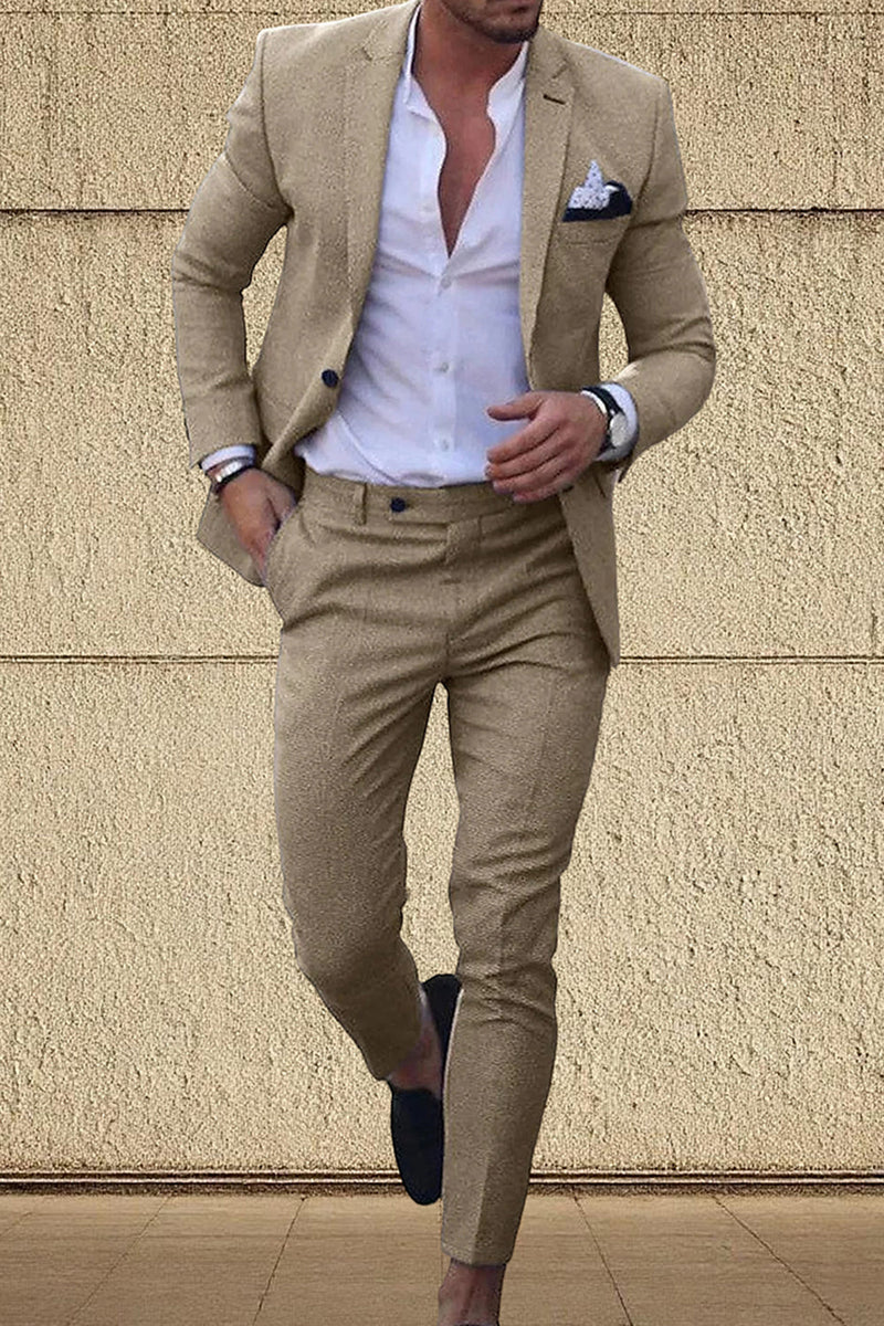 Load image into Gallery viewer, 2 Piece Champagne Single Breasted Notched Lapel Men Prom Suits