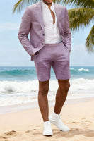 Load image into Gallery viewer, 2 Piece Purple Notched Lapel Single Breasted Men Prom Suits with Shorts
