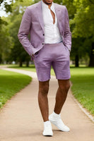Load image into Gallery viewer, 2 Piece Purple Notched Lapel Single Breasted Men Prom Suits with Shorts