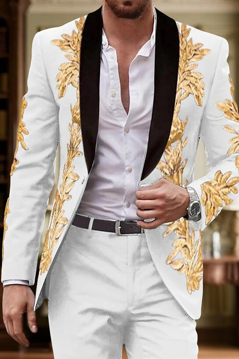 Load image into Gallery viewer, 2 Piece Purple Single Breasted Shawl Lapel Jacquard Men Prom Suits