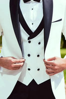 Load image into Gallery viewer, 3 Piece White Shawl Lapel Single Breasted Men Prom Suits with Sleeves