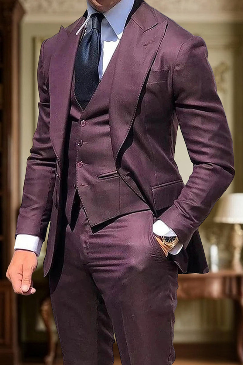 Load image into Gallery viewer, 3 Piece Black Single Breasted Peak Lapel Men Prom Suits