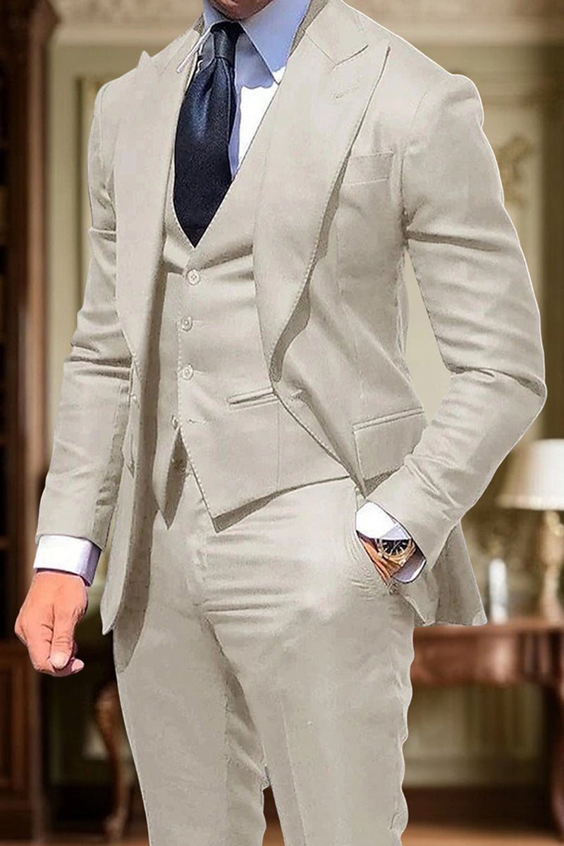 Load image into Gallery viewer, 3 Piece Black Single Breasted Peak Lapel Men Prom Suits