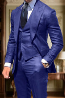 Load image into Gallery viewer, 3 Piece Black Single Breasted Peak Lapel Men Prom Suits