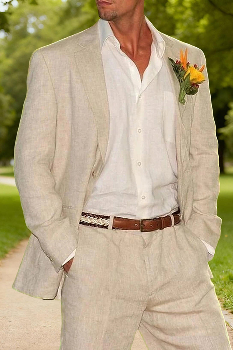 Load image into Gallery viewer, Ivory 2 Piece Notched Lapel Single Breasted Men Prom Suits