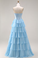 Load image into Gallery viewer, Pink Ruffled Sequin Long Corset Prom Dress with Bow