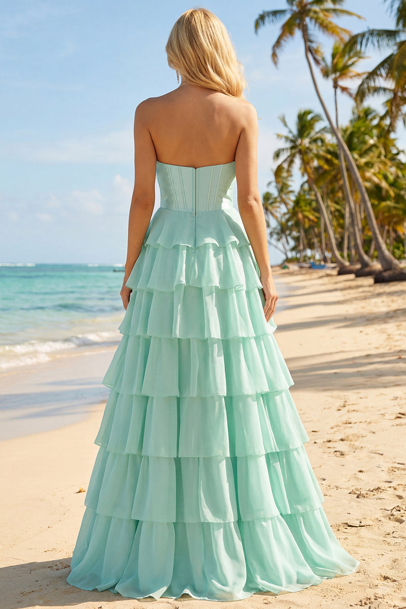 Load image into Gallery viewer, Pink Ruffled Sequin Long Corset Prom Dress with Bow