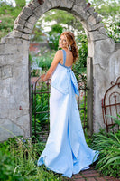 Load image into Gallery viewer, Sparkly White Mermaid Beaded Thick Straps Long Prom Dress with Bow