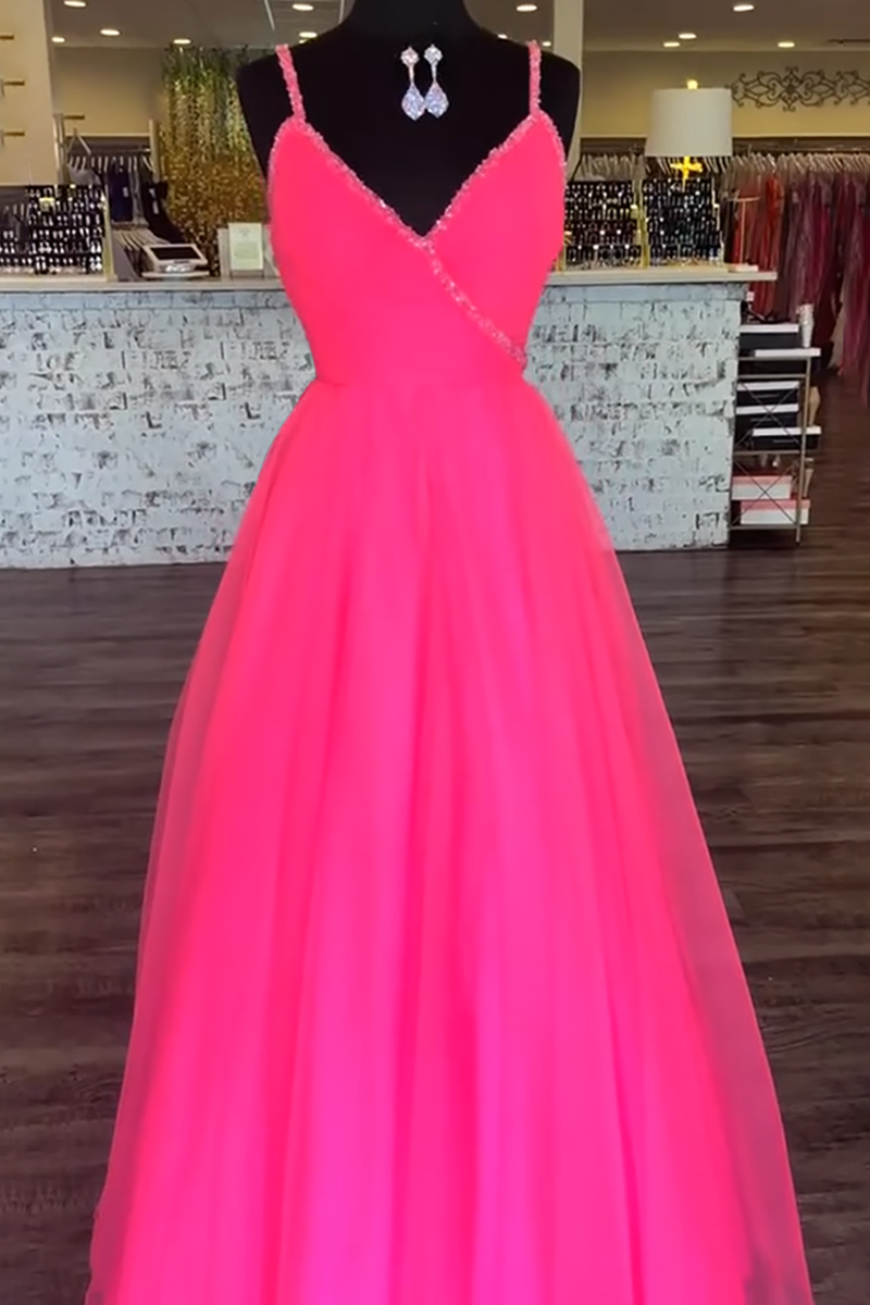 Load image into Gallery viewer, Sparkly Blue A Line Long Prom Dress with Beadings